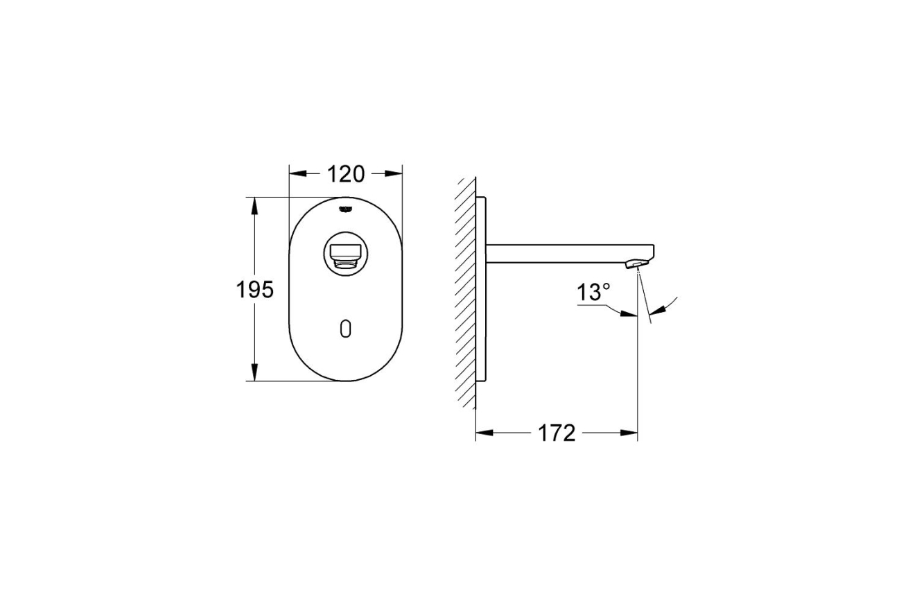 Внешняя часть крана для раковины GROHE Eurosmart Cosmopolitan E инфракрасный, без функции смешивания, питание от сети 230V, нержавеющая сталь (36335SD0)