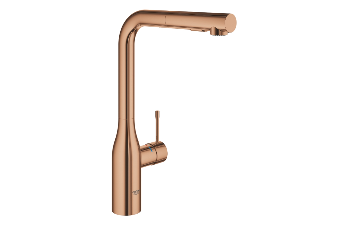 Смеситель для кухни GROHE Essence с вытяжным изливом 2jet, теплый закат глянец (30504DA0)