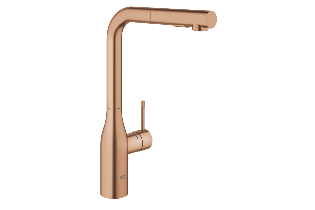 Смеситель для кухни GROHE Essence с вытяжным изливом 2jet, теплый закат матовый (30504DL0)