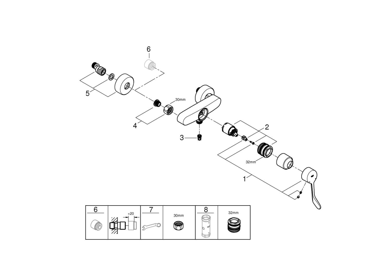 Смеситель для душа GROHE Eurosmart, хром (25244003)