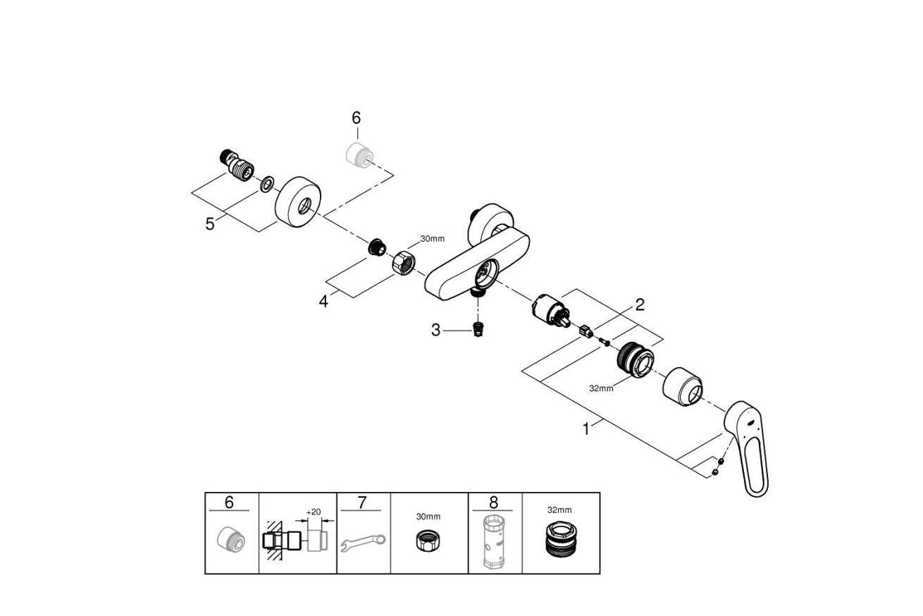 Смеситель для душа GROHE Eurosmart, хром (25242003)