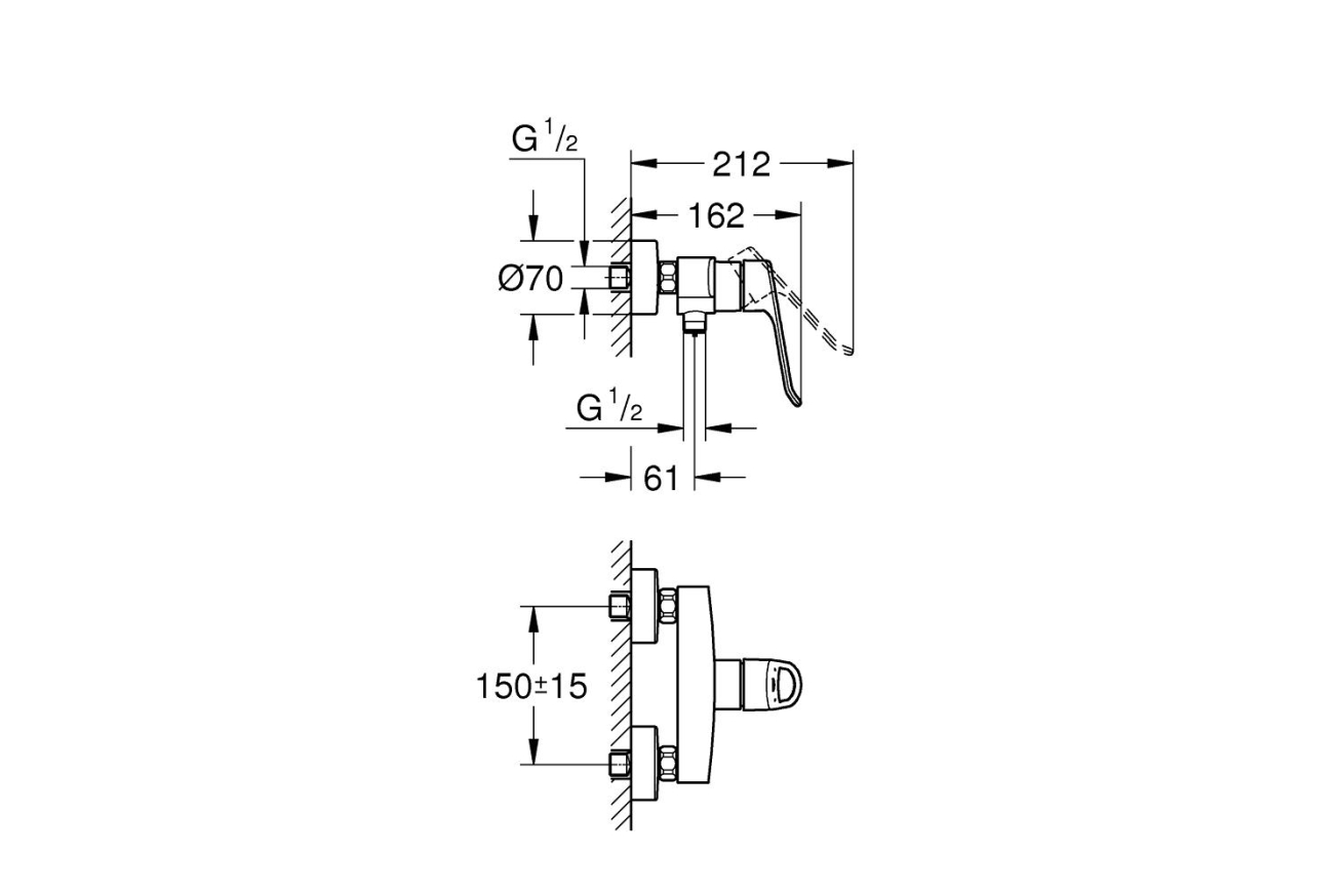Смеситель для душа GROHE Eurosmart, хром (25242003)