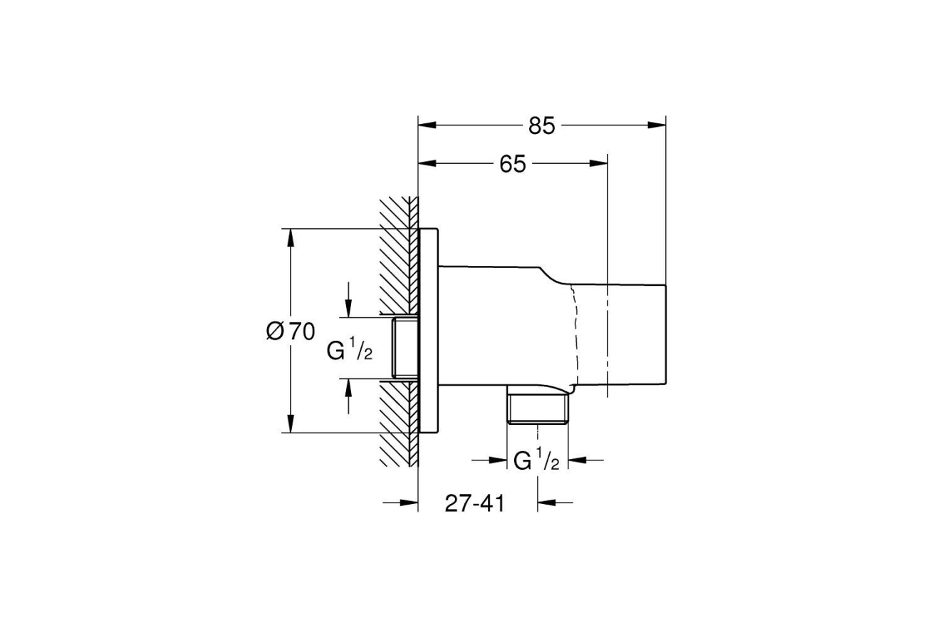 Подключение для душевого шланга GROHE Tempesta, хром (28679001)