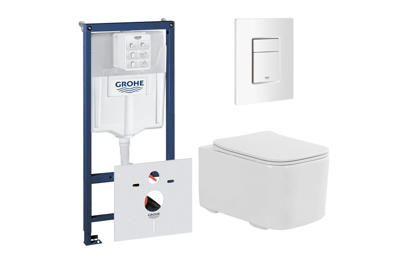 Комплект инсталляции GROHE Rapid SL 38772SH0 с унитазом Aquatek КВАДРО AQ1515T-00 и сиденьем с микролифтом (NW0339)
