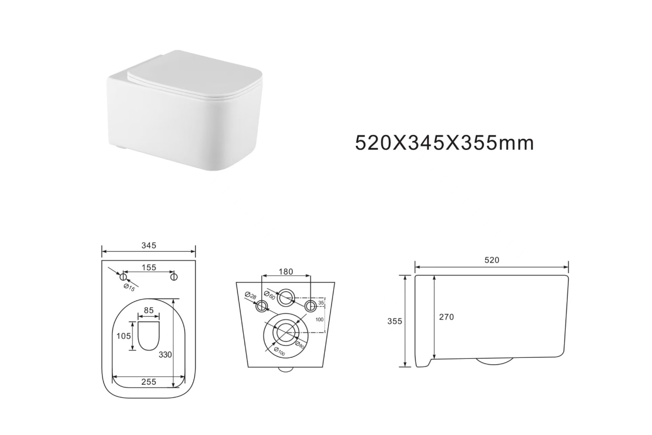 Комплект инсталляции GROHE Rapid SL 38772SH0 с унитазом Aquatek КВАДРО AQ1515T-00 и сиденьем с микролифтом (NW0339)