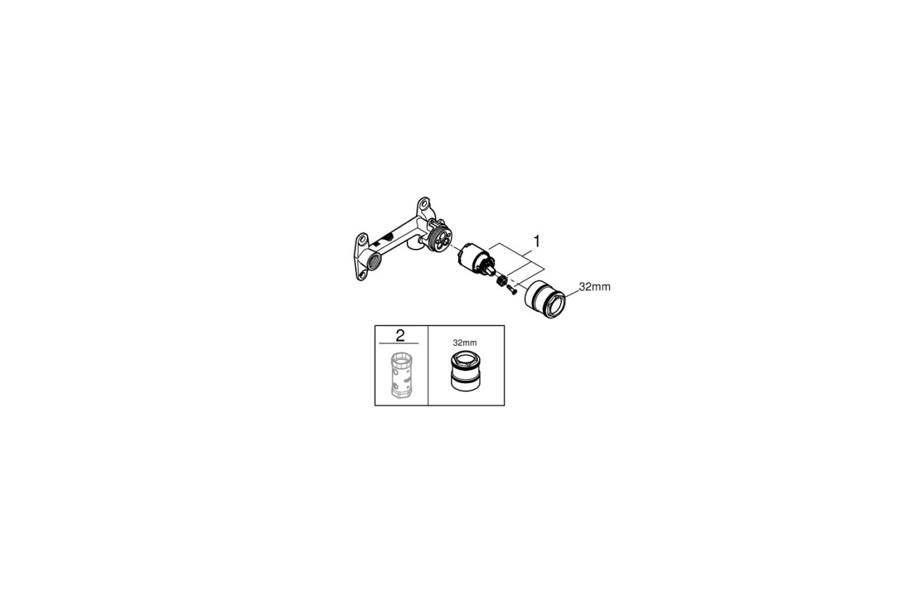 Встраиваемая часть однорычажного смесителя для раковины GROHE на 2 отверстия (32635000)