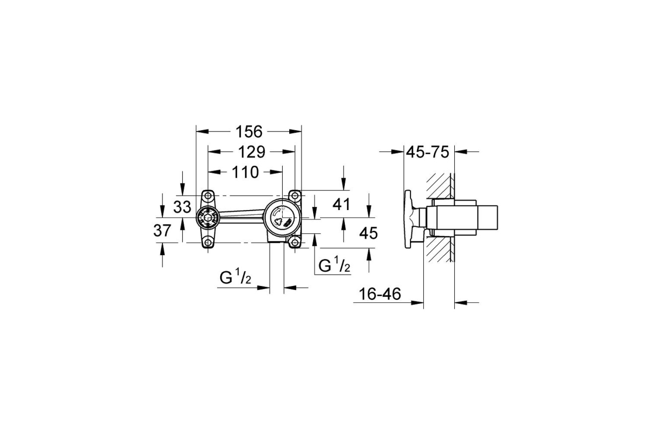 Встраиваемая часть однорычажного смесителя для раковины GROHE на 2 отверстия (33769000)