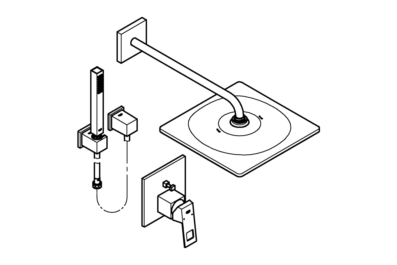 Душевая система GROHE Eurocube со смесителем для ванны, хром (25238000)