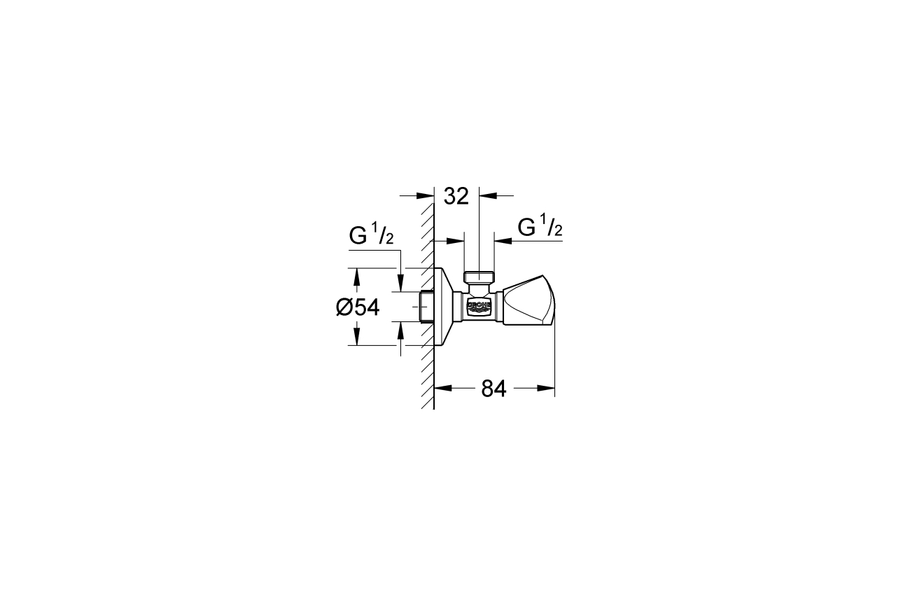 Вентиль угловой GROHE 1/2″-1/2″ для подключения смесителей, хром (22940000)