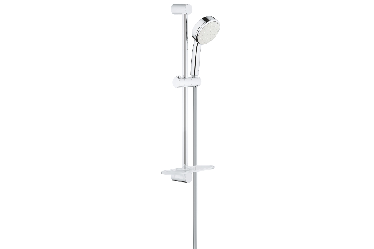 Душевой гарнитур GROHE New Tempesta Cosmopolitan 100 с мыльницей, 2 режима струи, душевая штанга 600 мм, 5,7 л/мин, хром (27928002)