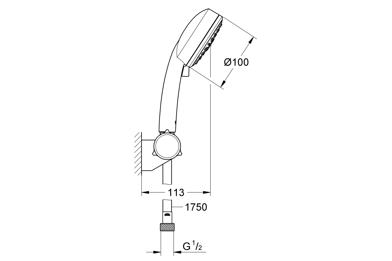 Душевой набор GROHE Tempesta Cosmopolitan, 3 режима, 1750 мм, 9,5 л/мин, хром (27584002)