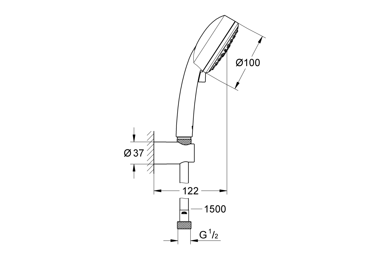 Душевой набор GROHE Tempesta Cosmopolitan, 3 режима, 1500 мм, 9,5 л/мин, хром (27588002)
