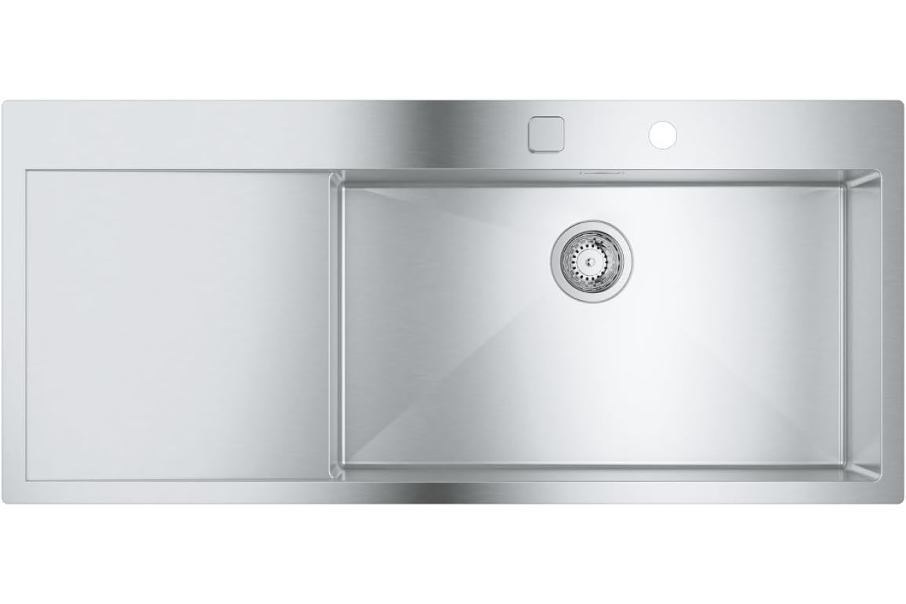 Мойка GROHE K1000 80-S 116/52 1.0 с корзинчатым вентилем, нержавеющая сталь (31582SD1)