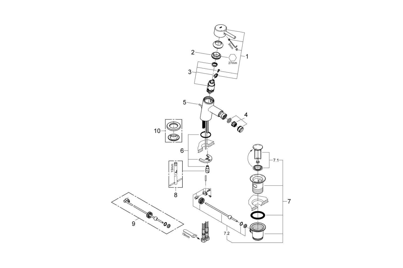 Смеситель для биде GROHE Concetto, S-size, хром (32208001)
