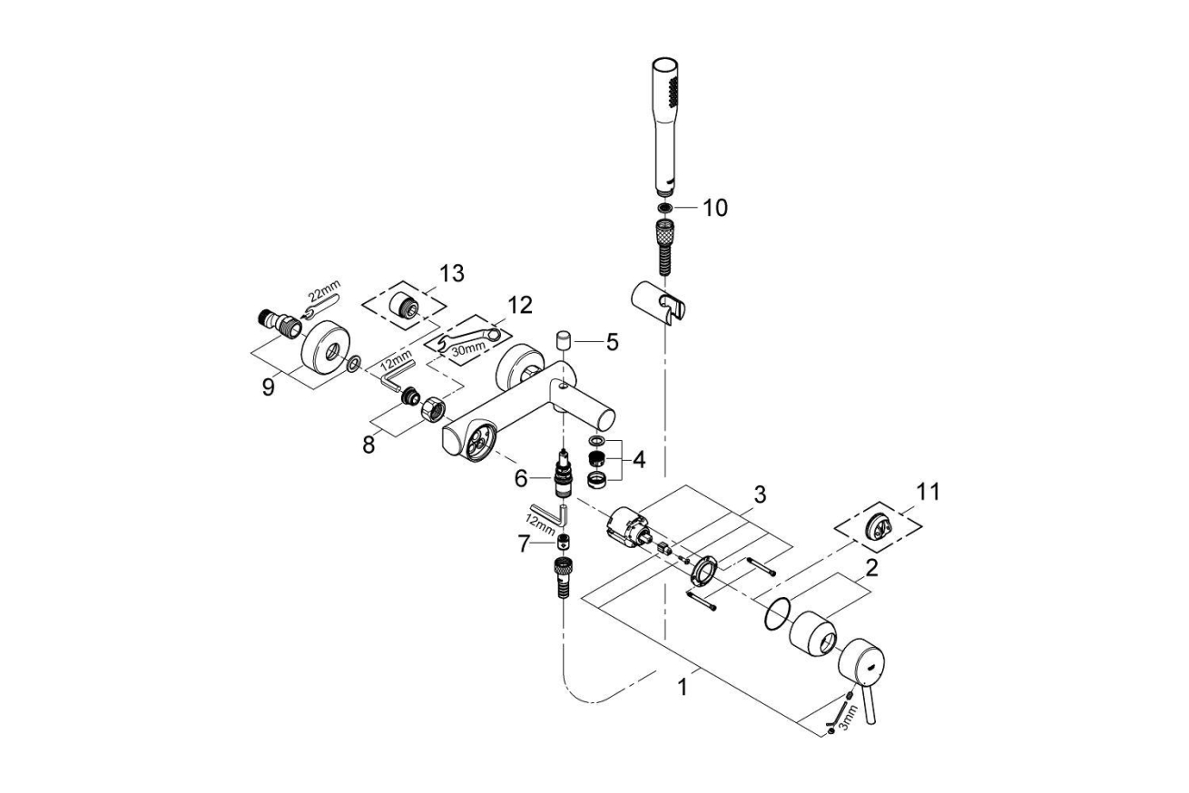 Смеситель для ванны GROHE Concetto, хром (32211001)