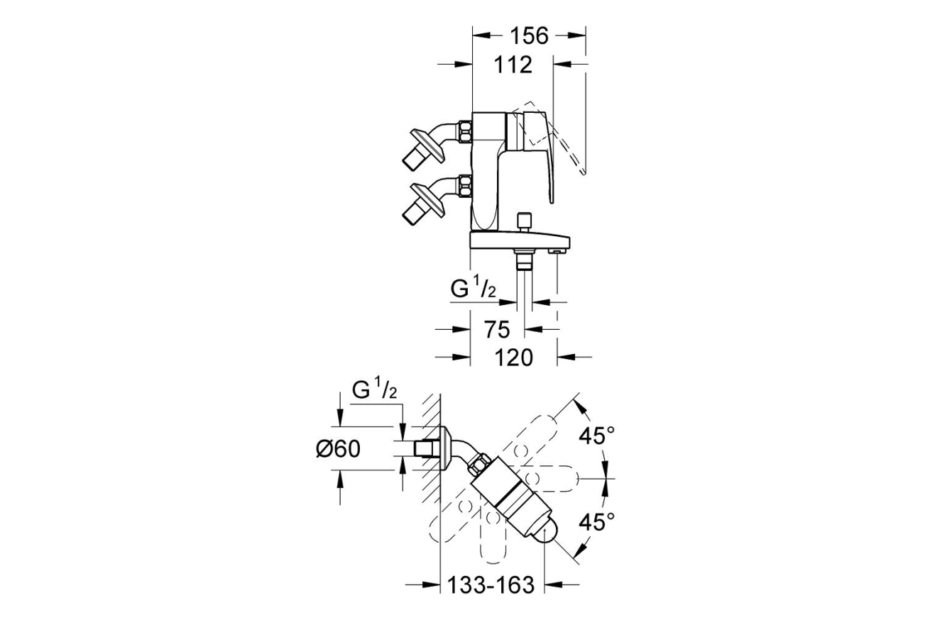 Смеситель для ванны GROHE Eurostyle Cosmopolitan, хром (23302000)