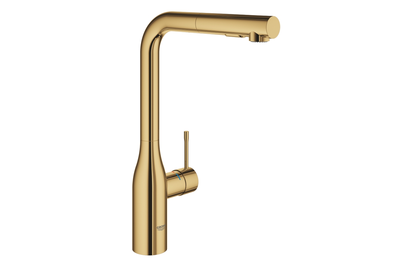 Смеситель для кухни GROHE Essence с вытяжным изливом 2jet, холодный рассвет глянец (30504GL0)