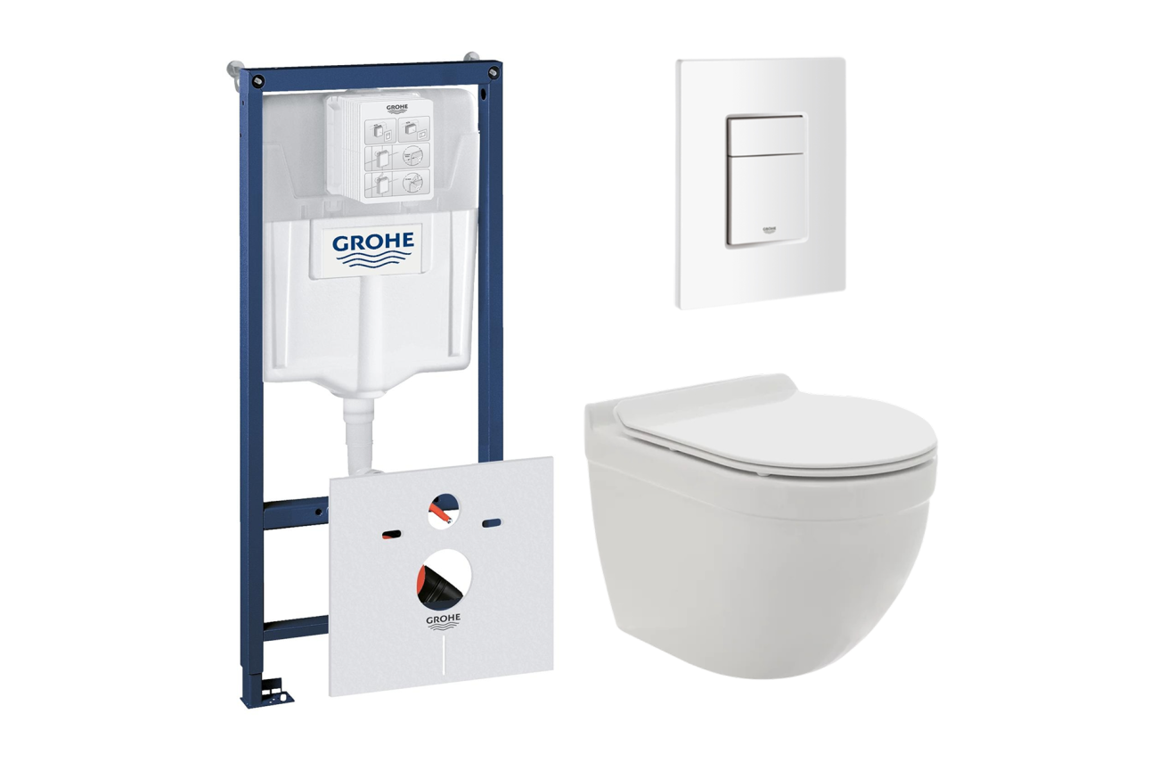 Комплект инсталляции GROHE 38772SH0 с унитазом AQUAme AQM2006 и сиденьем с микролифтом (NW0180)