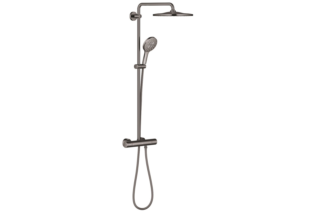 Душевая система GROHE Rainshower SmartActive 310 с термостатом для душа, темный графит глянцевый (26836A00)