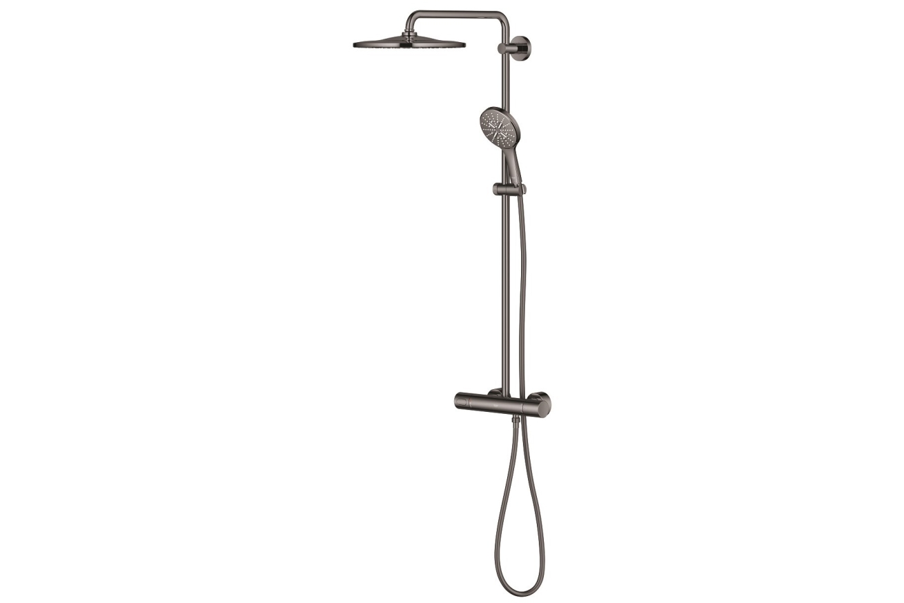 Душевая система GROHE Rainshower SmartActive 310 с термостатом для душа, темный графит глянцевый (26836A00)