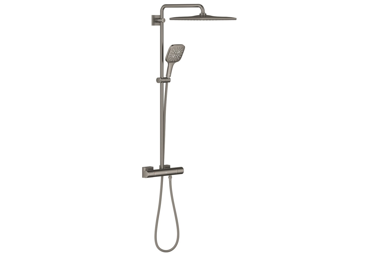 Душевая система GROHE Rainshower SmartActive 310 Cube с термостатом для душа, темный графит матовый (26837AL0)