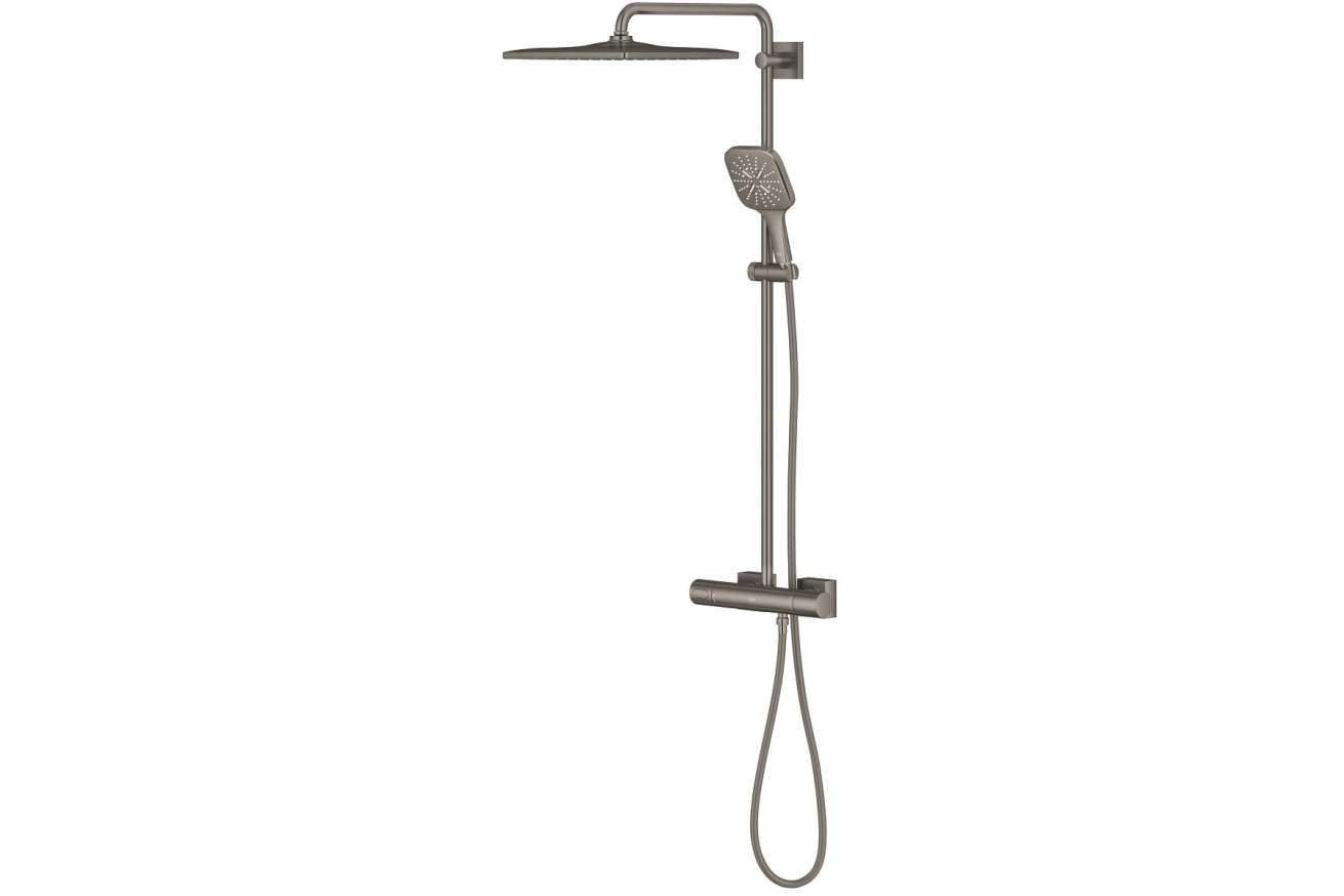 Душевая система GROHE Rainshower SmartActive 310 Cube с термостатом для душа, темный графит матовый (26837AL0)