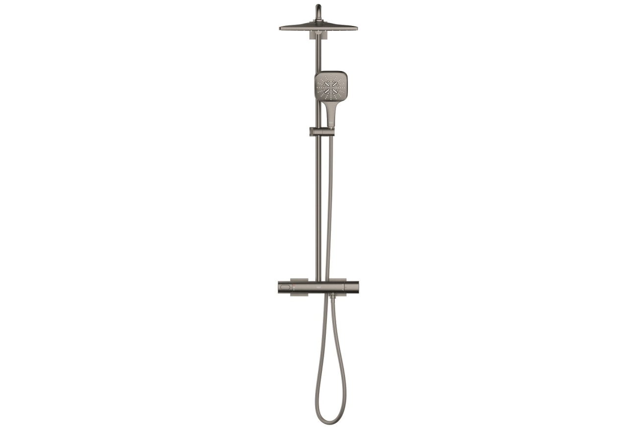 Душевая система GROHE Rainshower SmartActive 310 Cube с термостатом для душа, темный графит матовый (26837AL0)