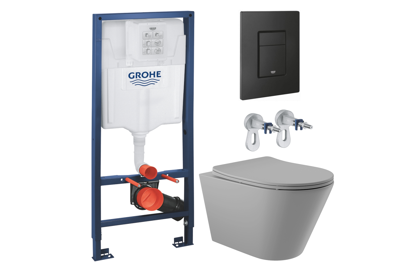 Комплект инсталляции GROHE Solido 38811KF0 с унитазом Aqueduto CONE CON0130 и сиденьем с микролифтом (NW0226)