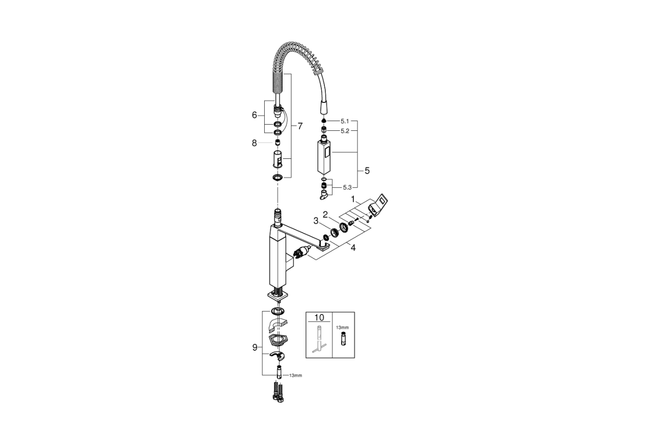 Смеситель для кухни GROHE Eurocube, суперсталь (31395DC0)