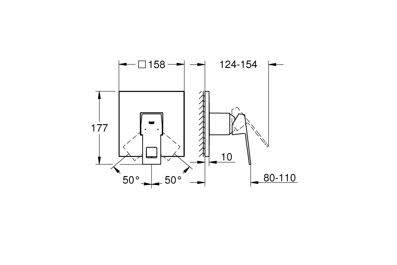 Внешняя часть смесителя для душа GROHE Eurocube, хром (24061000)