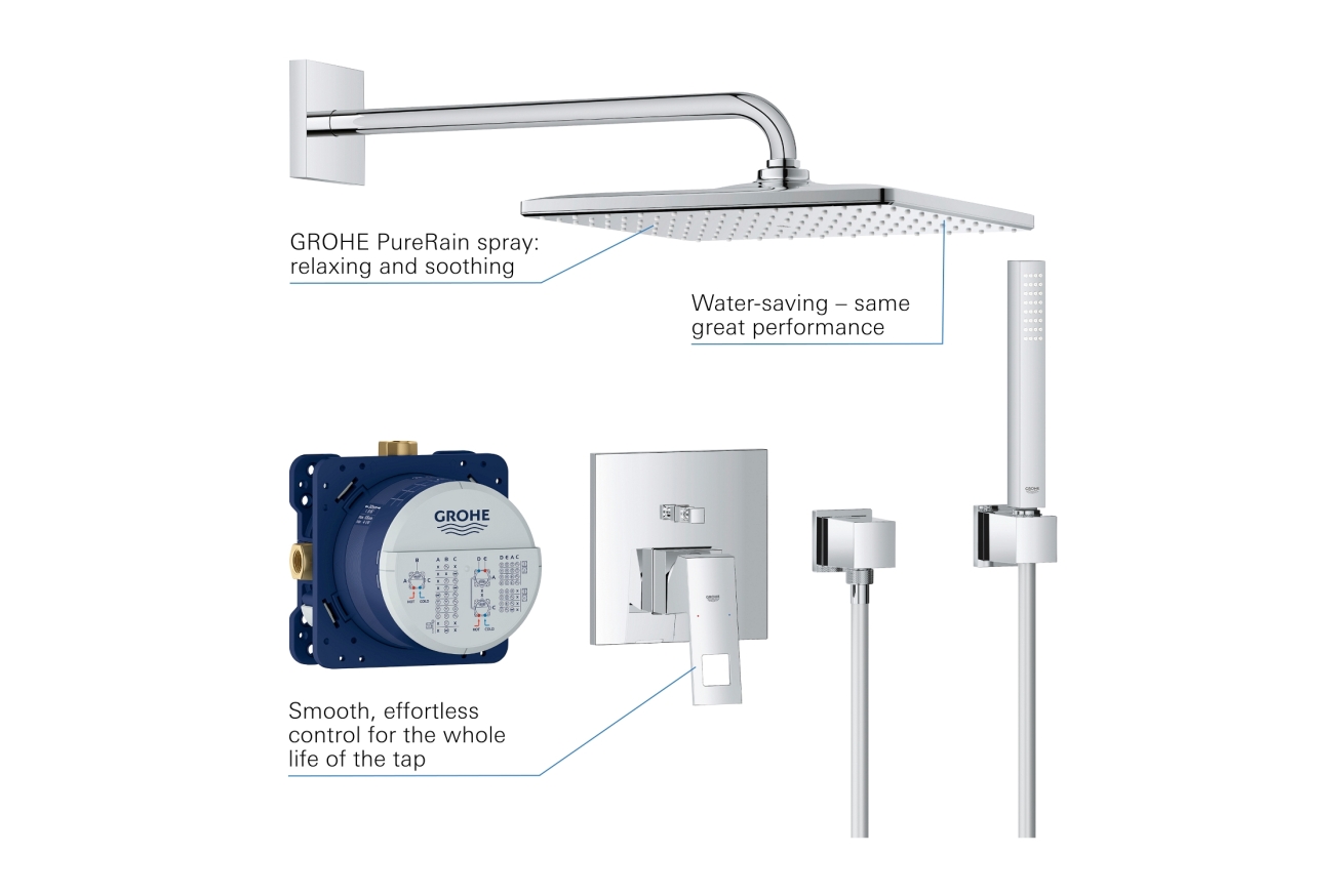 Душевая система GROHE Eurocube со смесителем для ванны, хром (25238000)