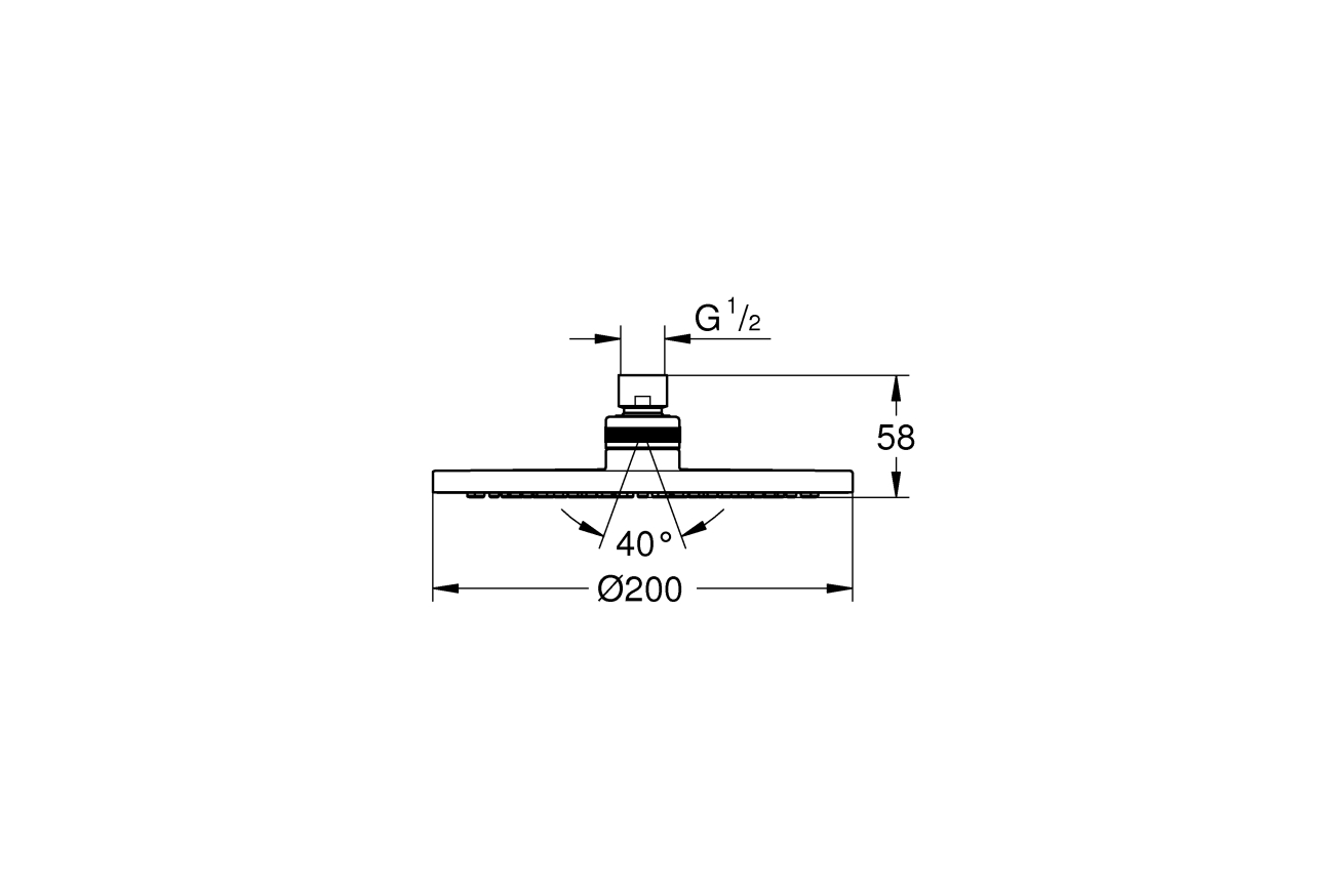 Верхний душ GROHE Tempesta Cosmopolitan 200, 1 режим, хром (27541001)