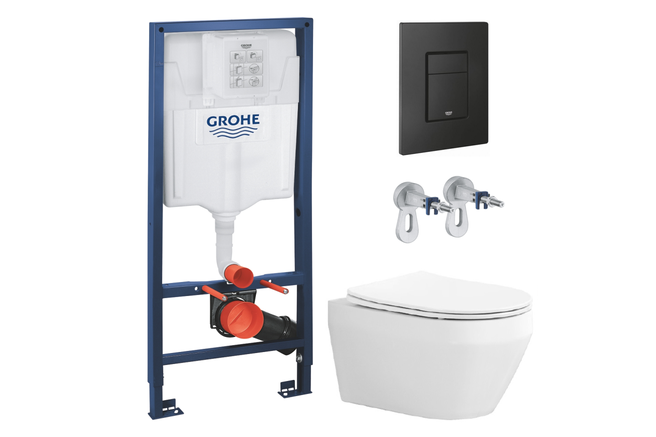 Комплект инсталляции GROHE Solido 38811KF0 с унитазом Aquatek ЛЕЯ AQ1199T-00 и сиденьем с микролифтом (NW0263)