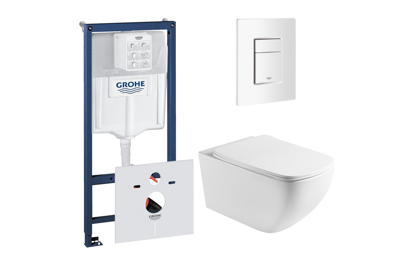 Комплект инсталляции GROHE Rapid SL 38772SH0 с унитазом Aquatek МЕДЕЯ AQ1537T-00 и сиденьем с микролифтом (NW0347)
