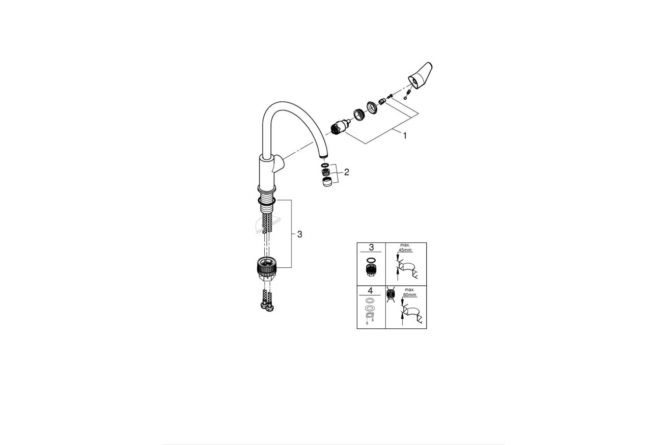 Смеситель для кухни GROHE BauCurve, хром (31231001)