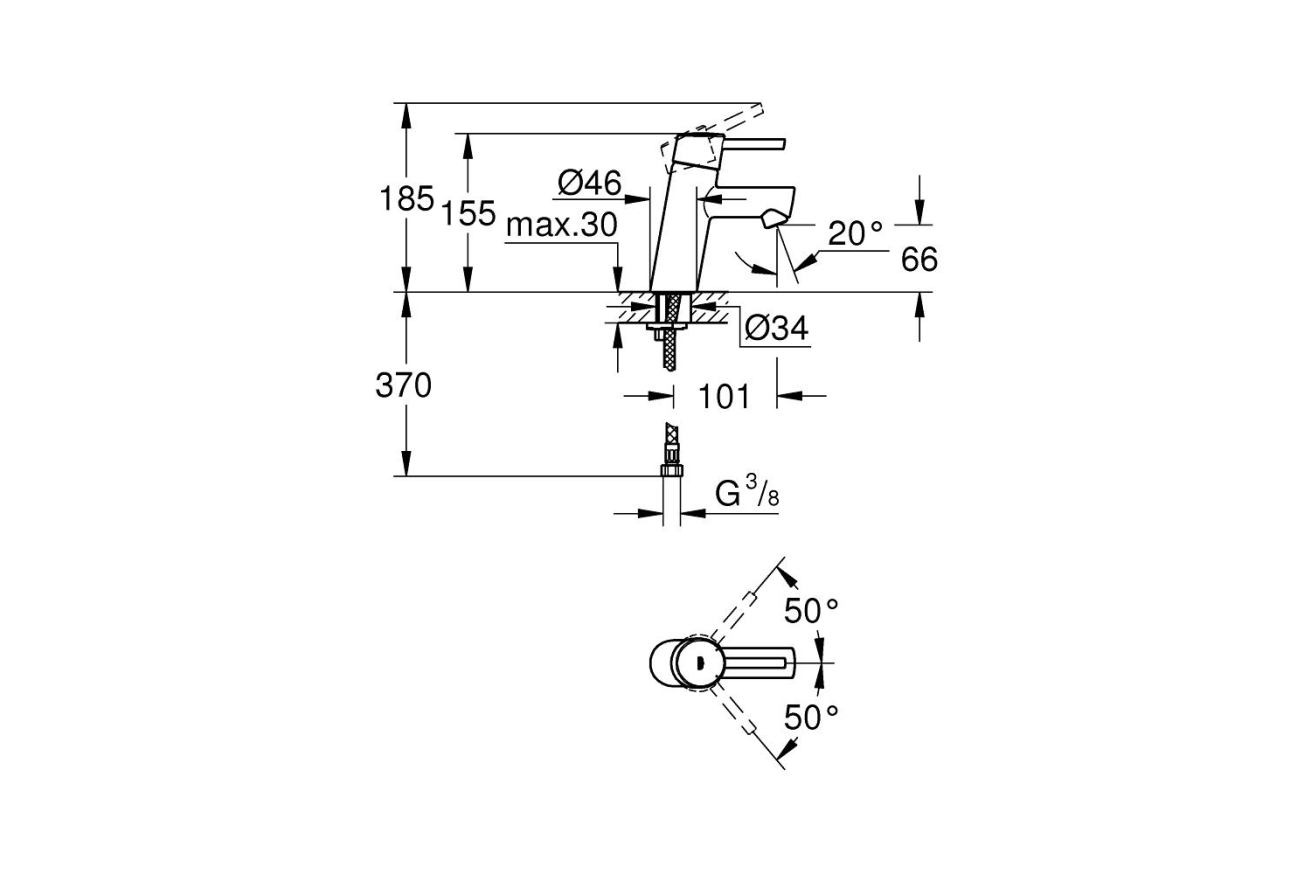 Смеситель для раковины GROHE Concetto с ограничением расхода воды, хром (3224010E)