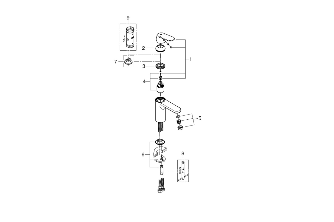 Смеситель для раковины GROHE Eurosmart Cosmopolitan, M-size, черный (23327KW0)