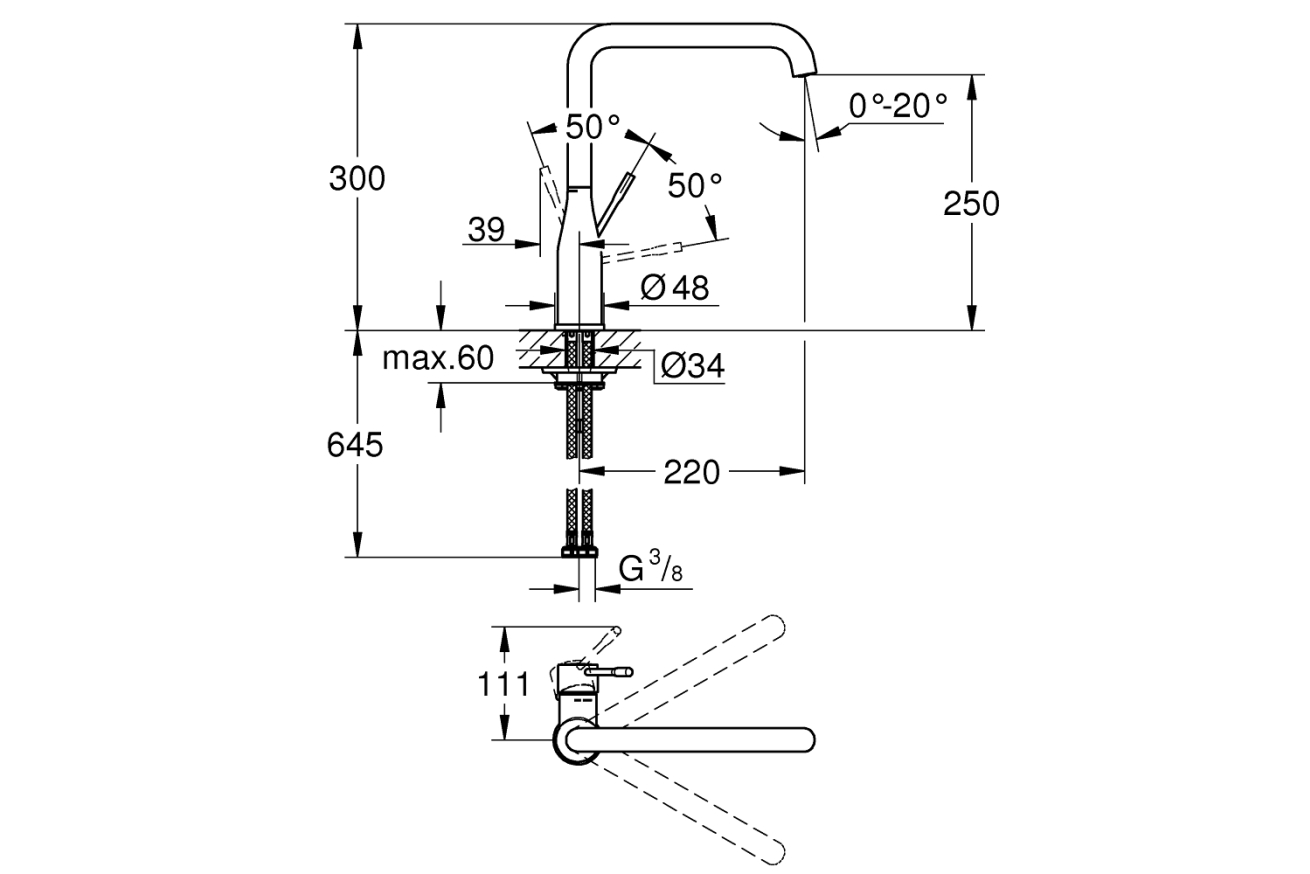Смеситель для кухни GROHE Essence, суперсталь (30505DC0)