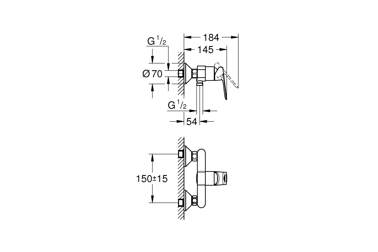 Смеситель для душа GROHE BauLoop, хром (23634000)