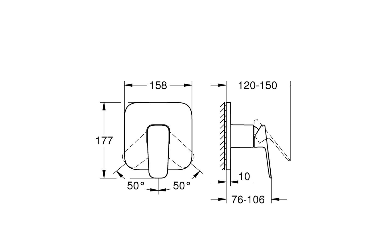 Внешняя часть смесителя для ванны GROHE Cubeo, матовый черный (1017772430)