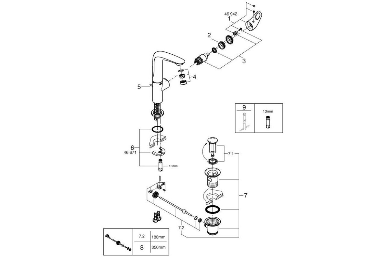 Смеситель для раковины GROHE Eurostyle, L-size, белая луна (23569LS3)