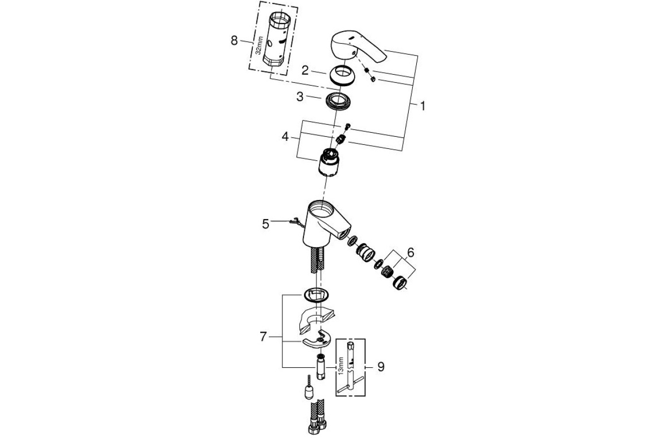 Смеситель для биде GROHE Eurosmart, S-size, хром (32927002)