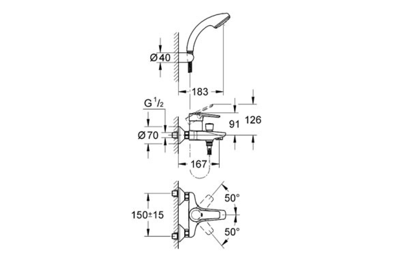 Смеситель для ванны GROHE Eurostyle, хром (33592000)