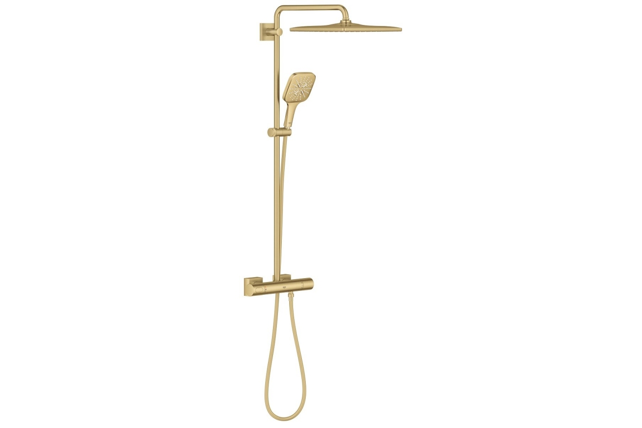 Душевая система GROHE Rainshower SmartActive 310 Cube с термостатом для душа, холодный рассвет матовый (26837GN0)