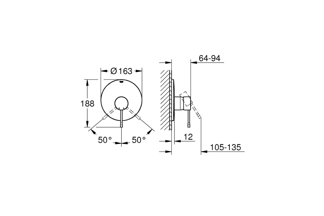 Внешняя часть смесителя для душа GROHE Essence New, никель глянец (19286BE1)