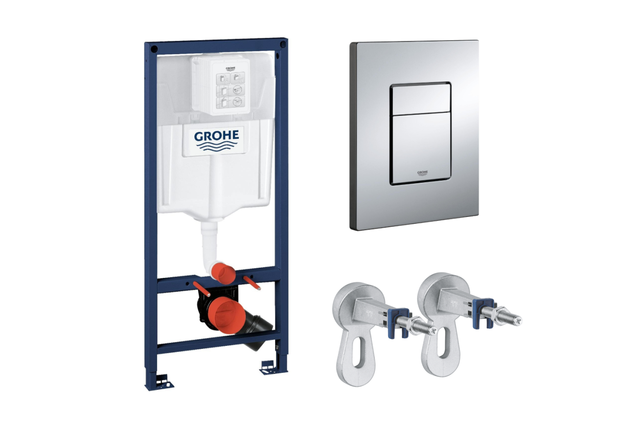 Комплект инсталляции для унитаза GROHE Rapid SL 3 в 1 с панелью смыва Skate Cosmopolitan, хром (NW0143)