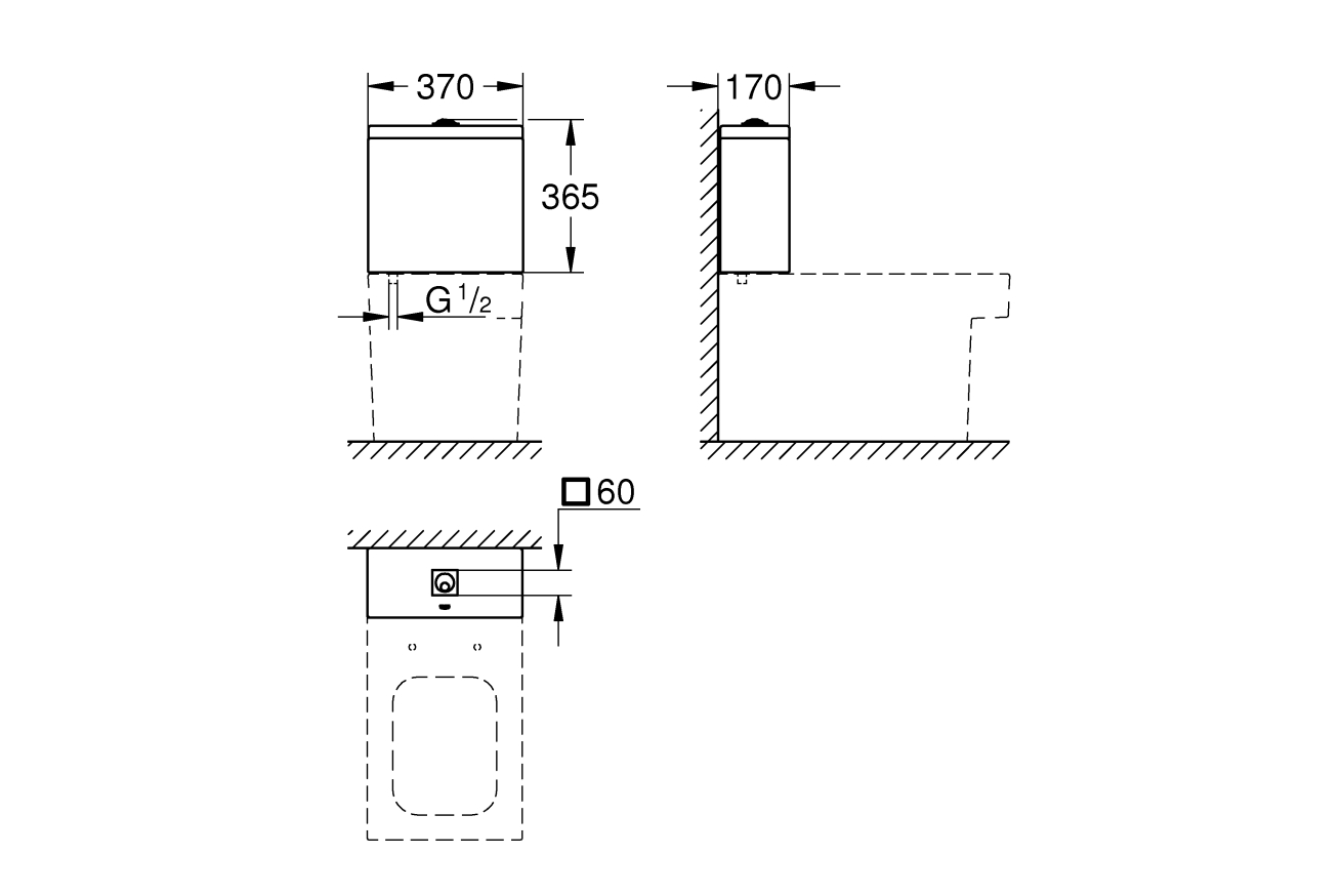 Смывной бачок для унитаза GROHE Cube Ceramic, наполнение снизу, альпин-белый (39490000)