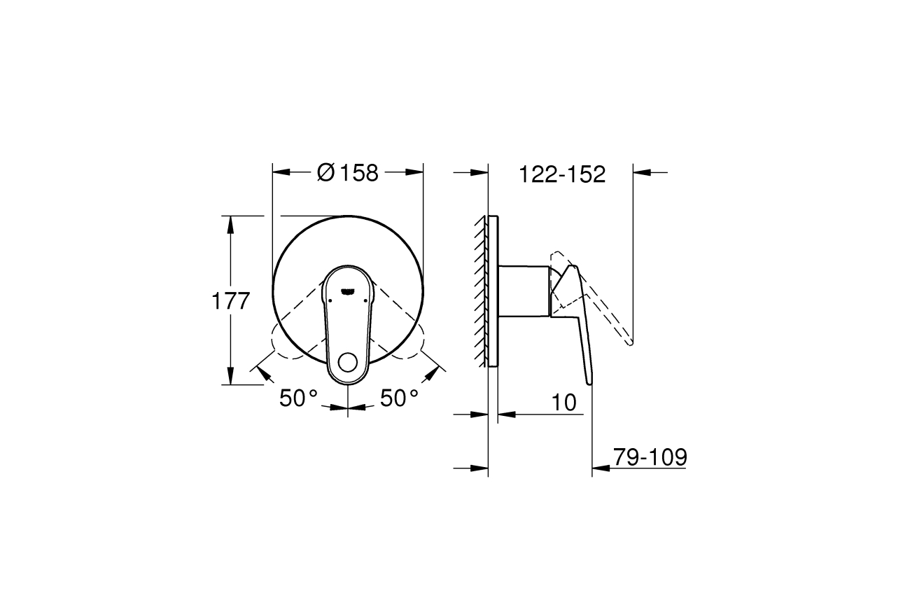 Внешняя часть смесителя для душа GROHE Europlus, хром (24059002)