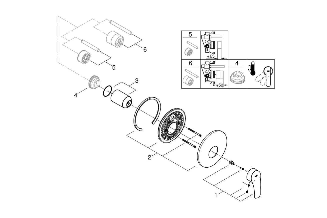 Внешняя часть смесителя для душа GROHE Eurosmart, хром (19451003)