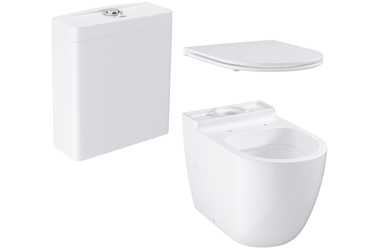 Унитаз напольный GROHE Bau Ceramic с бачком и сиденьем с микролифтом (NW0092)